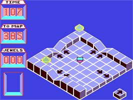 In game image of Spindizzy on the Commodore 64.