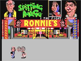 In game image of Spitting Image - The Computer Game on the Commodore 64.