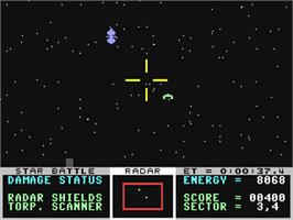 In game image of Star Battle (Saturn Software) on the Commodore 64.