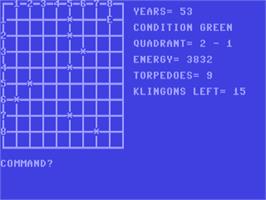 In game image of Star Trek (Interceptor) on the Commodore 64.