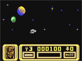 In game image of Suburban Commando on the Commodore 64.