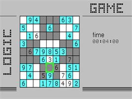 In game image of Sudoku - Suuji Wa Dokushin Ni Kagiru on the Commodore 64.