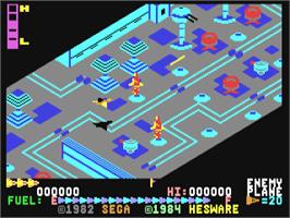 In game image of Super Zaxxon (US Gold / SEGA) on the Commodore 64.