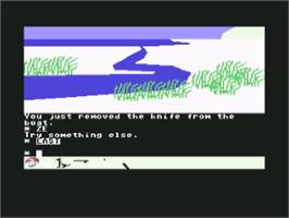In game image of Swiss Family Robinson on the Commodore 64.