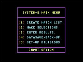 In game image of System 8 - The Pools Predictor on the Commodore 64.