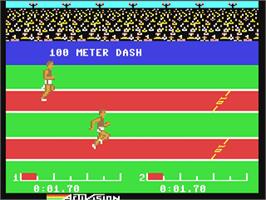 In game image of The Activision Decathlon on the Commodore 64.