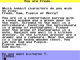 In game image of The Fellowship of the Ring on the Commodore 64.