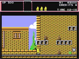 In game image of The New Zealand Story on the Commodore 64.