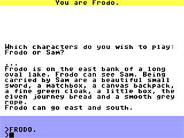 In game image of The Shadows of Mordor on the Commodore 64.