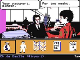 In game image of Ticket To Paris on the Commodore 64.