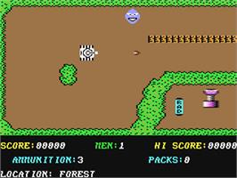 In game image of Tiger Tank (Capital Software Designs) on the Commodore 64.