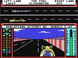 In game image of Top Fuel Eliminator on the Commodore 64.
