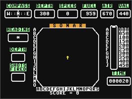 In game image of Torpedo (Susie Software) on the Commodore 64.