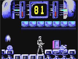 In game image of Trantor the Last Stormtrooper on the Commodore 64.
