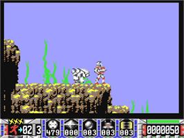 In game image of Turrican on the Commodore 64.