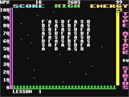 In game image of Type Attack on the Commodore 64.