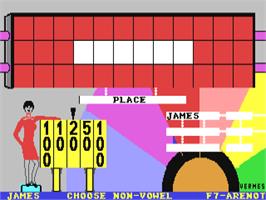 In game image of Wheel of Fortune (ShareData) on the Commodore 64.