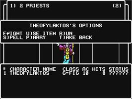 In game image of Wizardry II: The Knight of Diamonds on the Commodore 64.