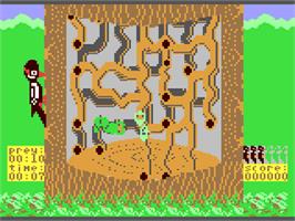 In game image of Woodpecker on the Commodore 64.