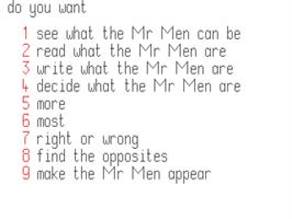 In game image of Word Games With The Mr. Men on the Commodore 64.