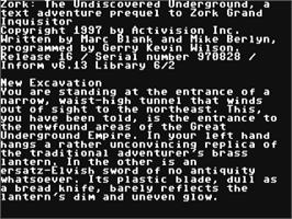 In game image of Zork - The Undiscovered Underground on the Commodore 64.