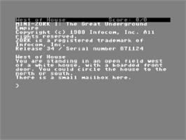 In game image of Zork 1 - The Great Underground Empire on the Commodore 64.
