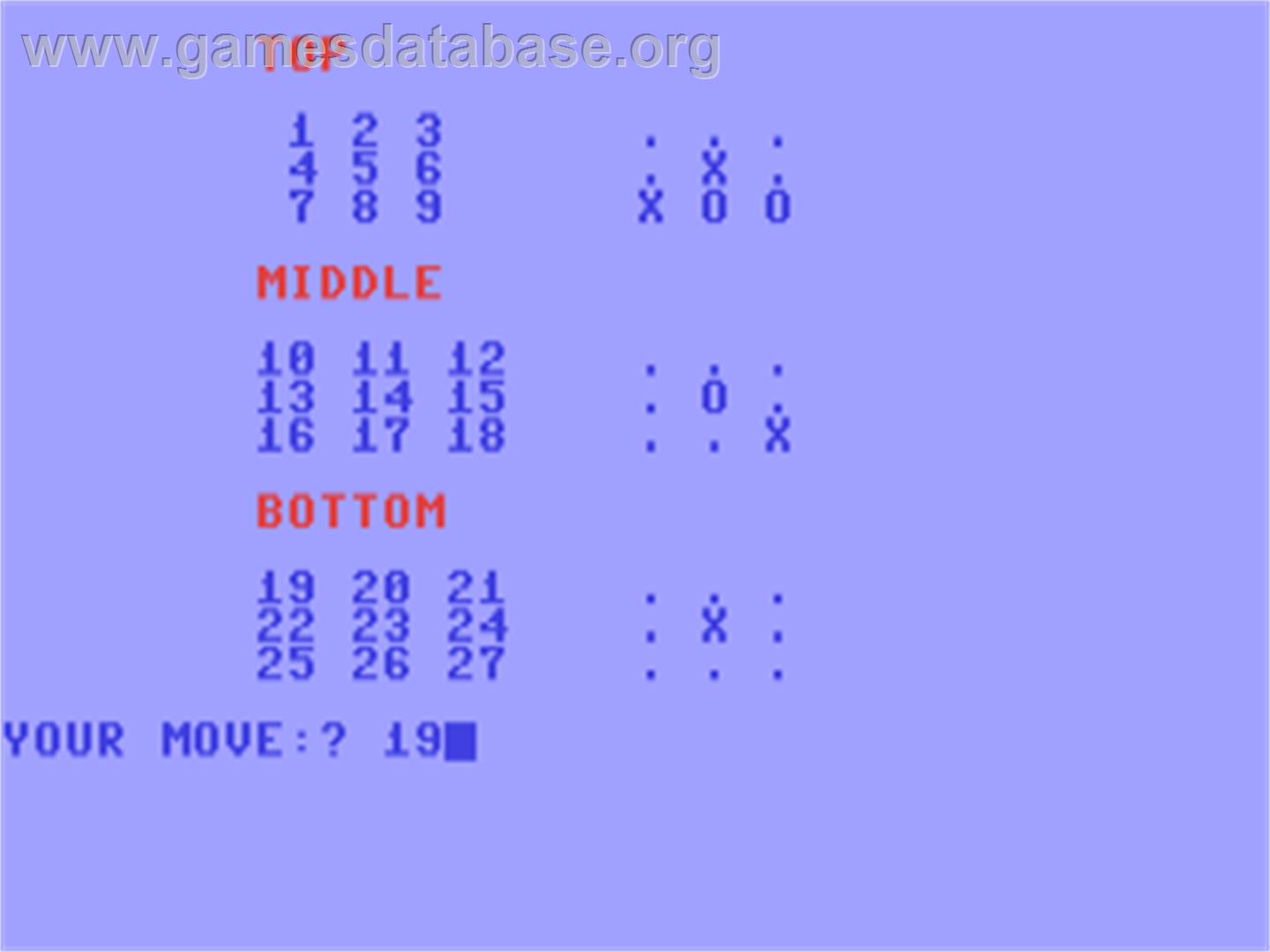 3D Noughts and Crosses - Commodore 64 - Artwork - In Game