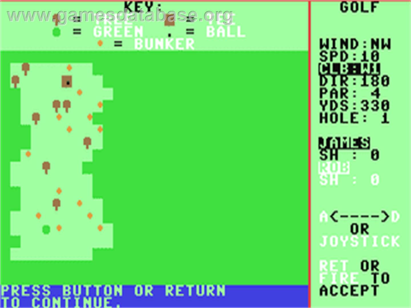Abrasco Golf - Commodore 64 - Artwork - In Game