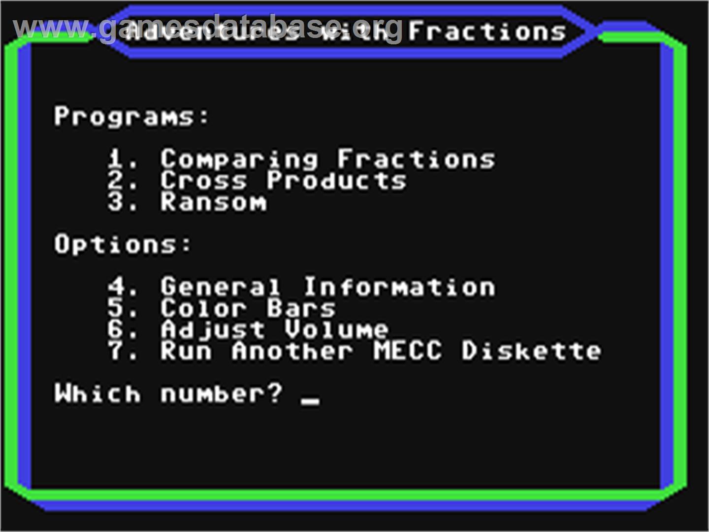 Adventures With Fractions - Commodore 64 - Artwork - In Game