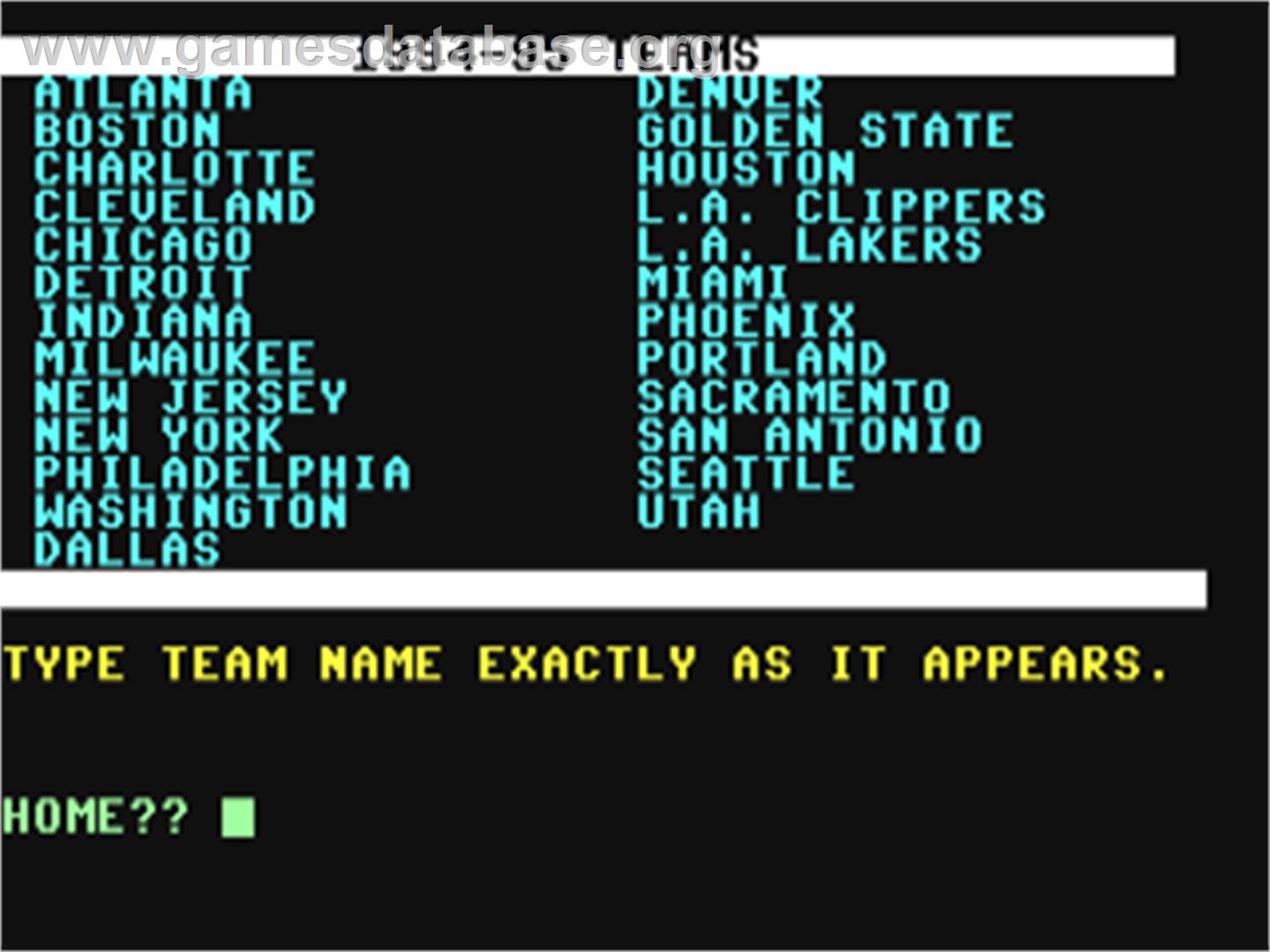 American Basketball Heroes - Commodore 64 - Artwork - In Game