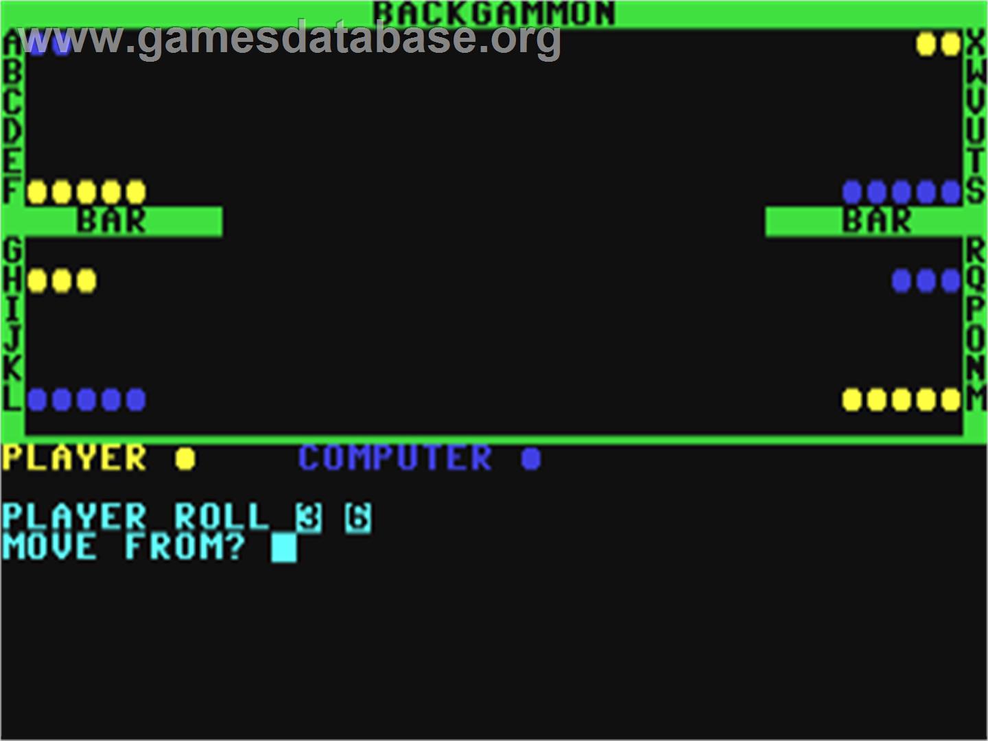Backgammon (Emerald Valley) - Commodore 64 - Artwork - In Game