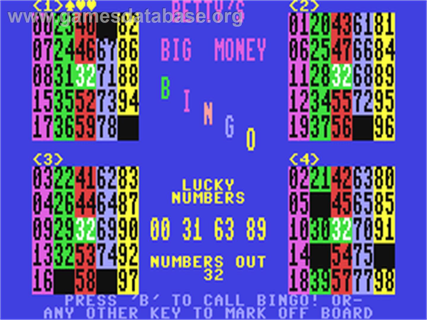 Bingo (Loadstar) - Commodore 64 - Artwork - In Game