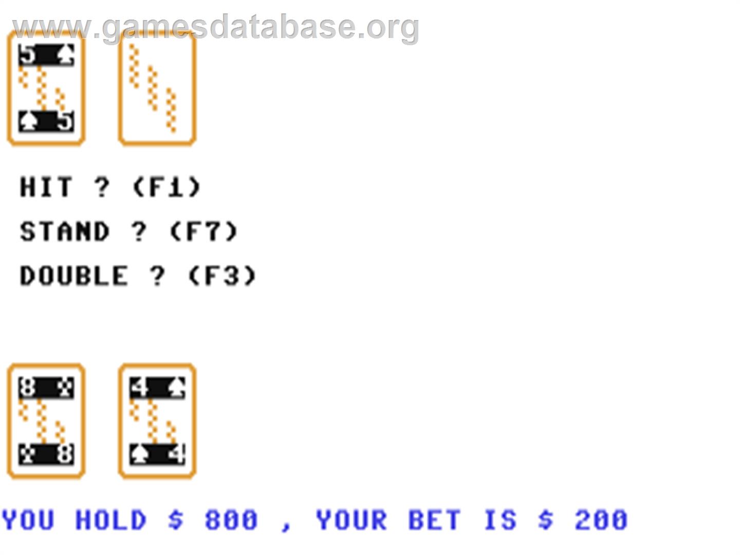 Blackjack Tutor Basic Strategy - Commodore 64 - Artwork - In Game