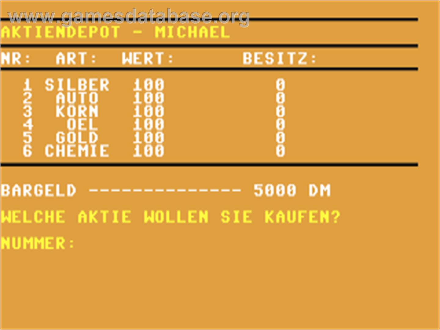 Boersenmakler 90 - Commodore 64 - Artwork - In Game