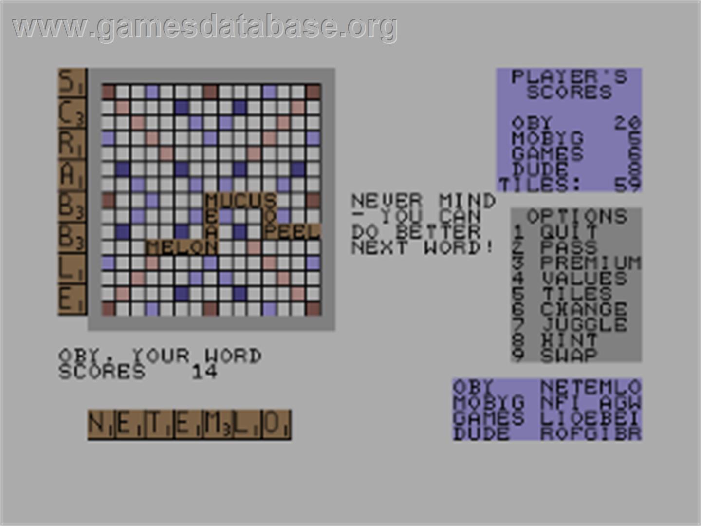 Computer Scrabble - Commodore 64 - Artwork - In Game