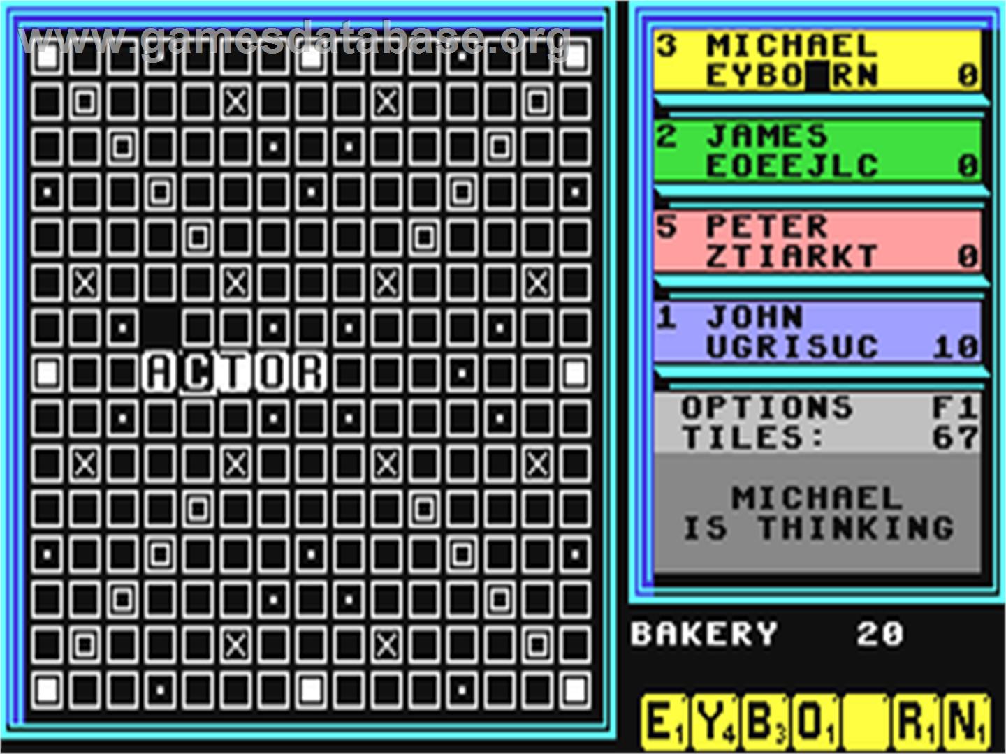 Computer Scrabble De Luxe - Commodore 64 - Artwork - In Game