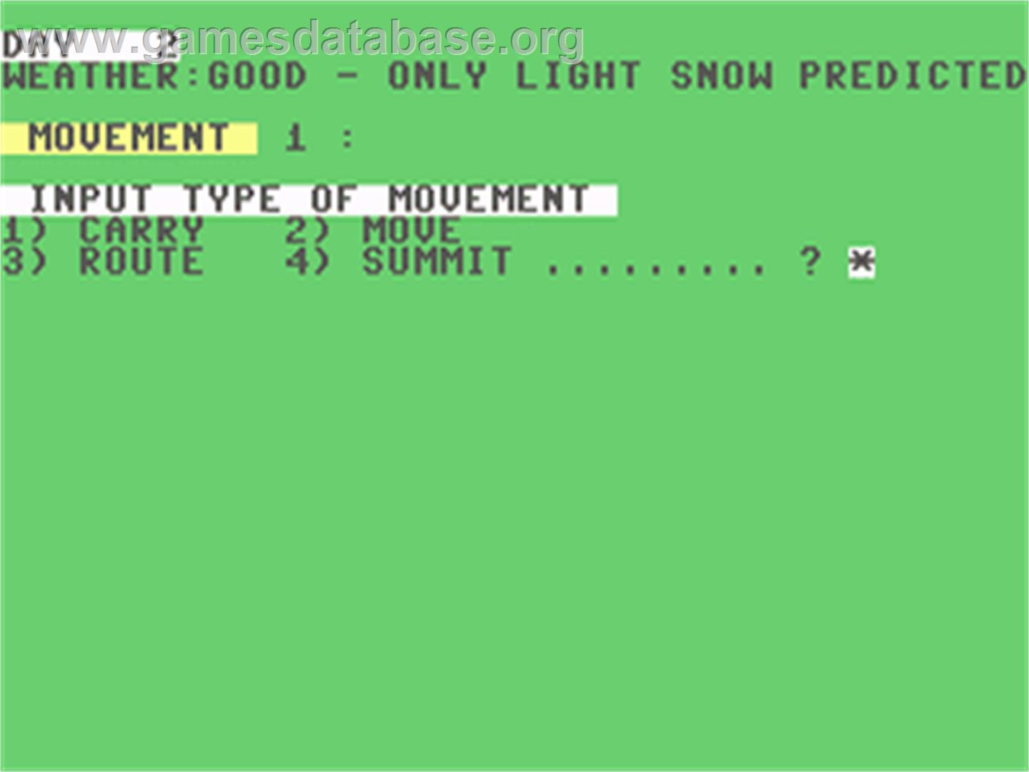 Conquering Everest - Commodore 64 - Artwork - In Game
