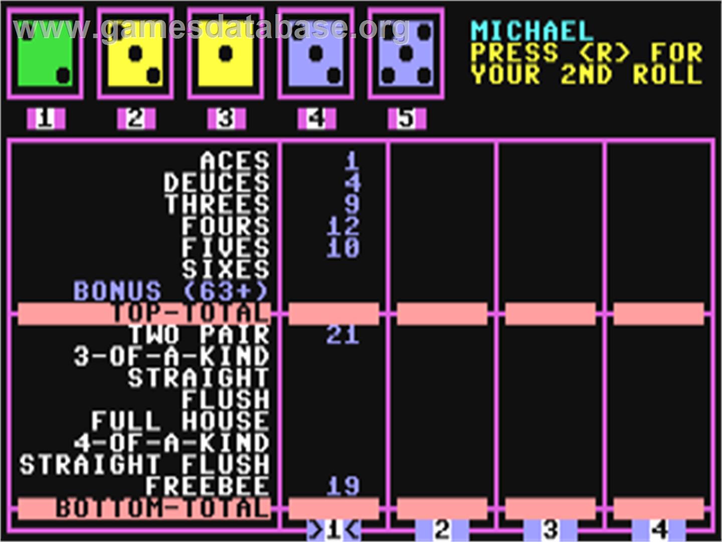 Dicee - Commodore 64 - Artwork - In Game