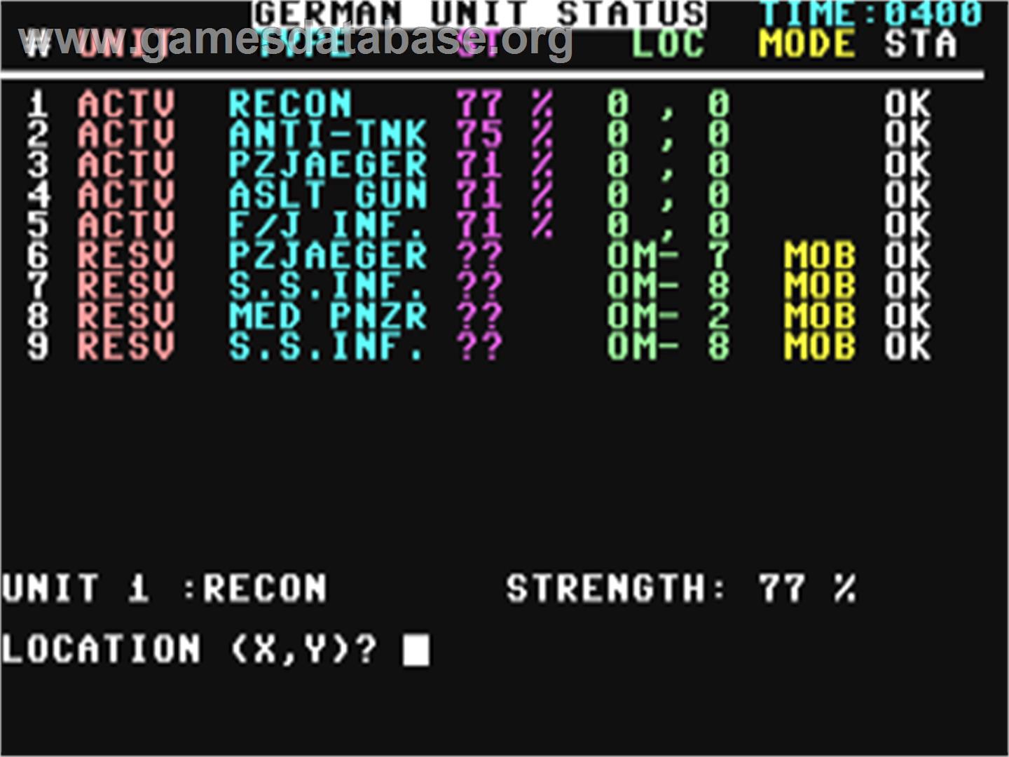 Dneiper River Line - Commodore 64 - Artwork - In Game