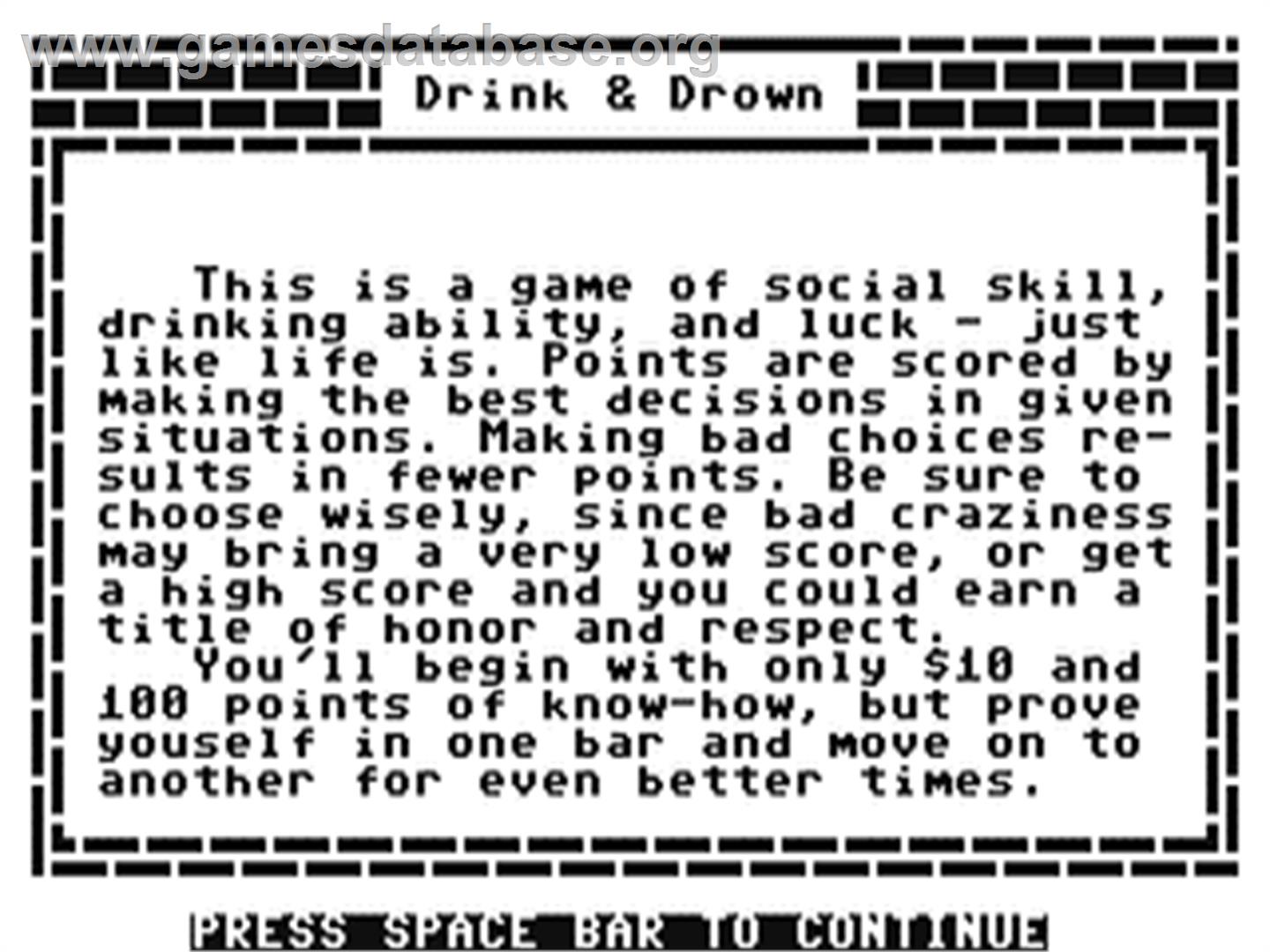 Drink And Drown - Commodore 64 - Artwork - In Game