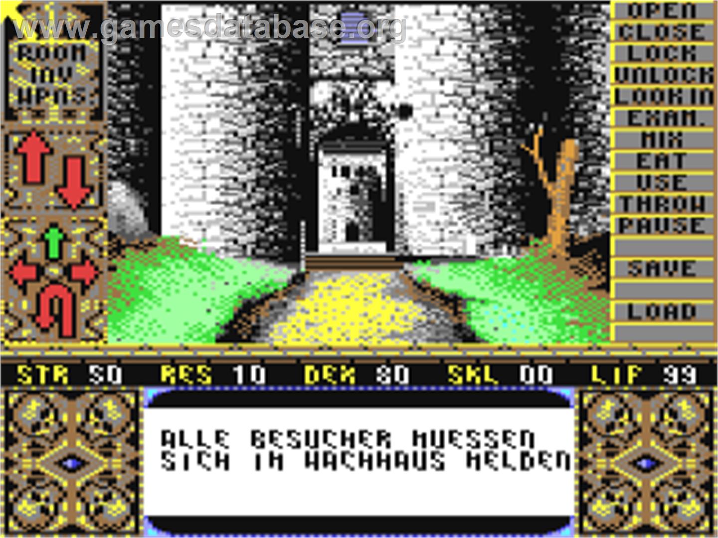 Elvira - Mistress Of The Dark - Commodore 64 - Artwork - In Game