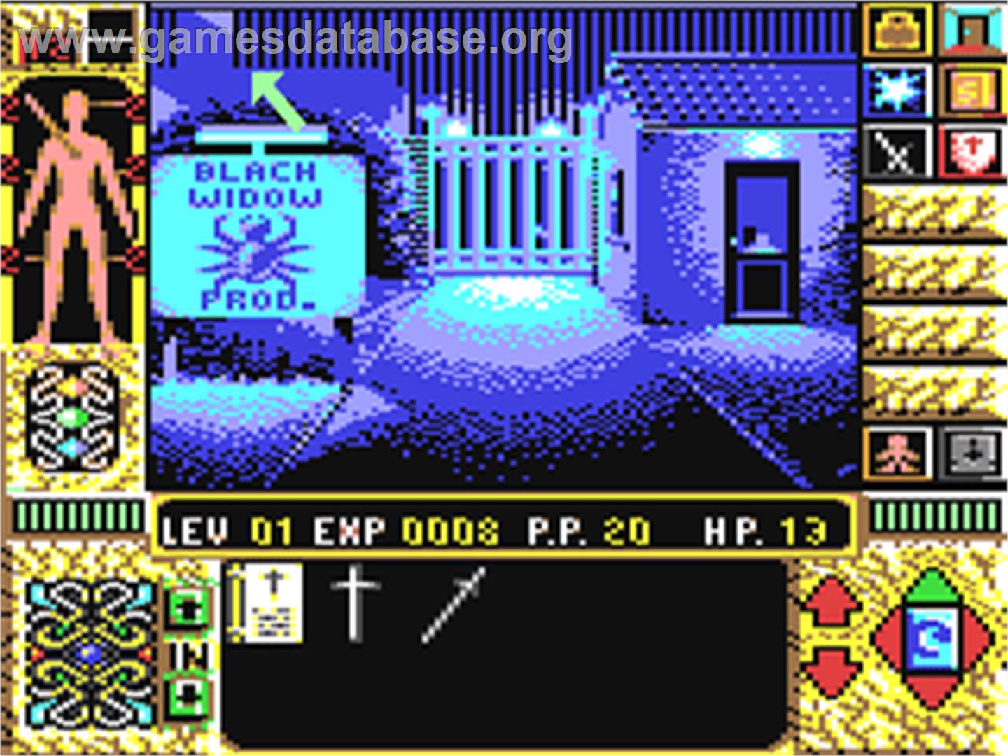 Elvira II: The Jaws of Cerberus - Commodore 64 - Artwork - In Game