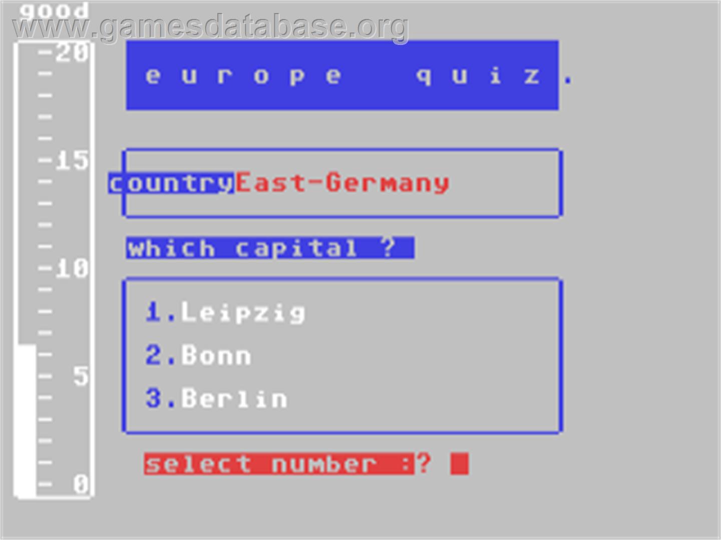 Europe Quiz - Commodore 64 - Artwork - In Game