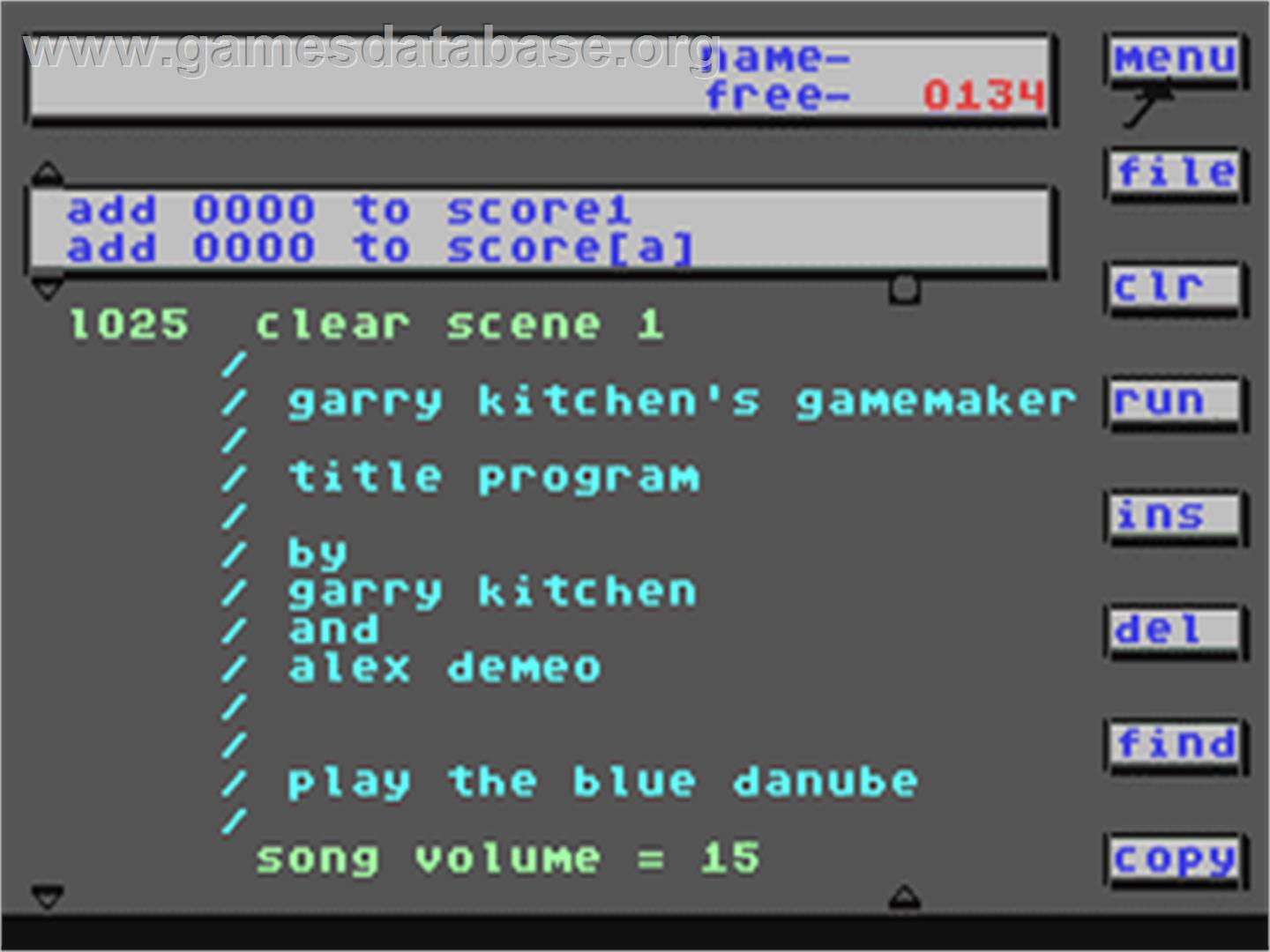 Garry Kitchen's Gamemaker - Commodore 64 - Artwork - In Game