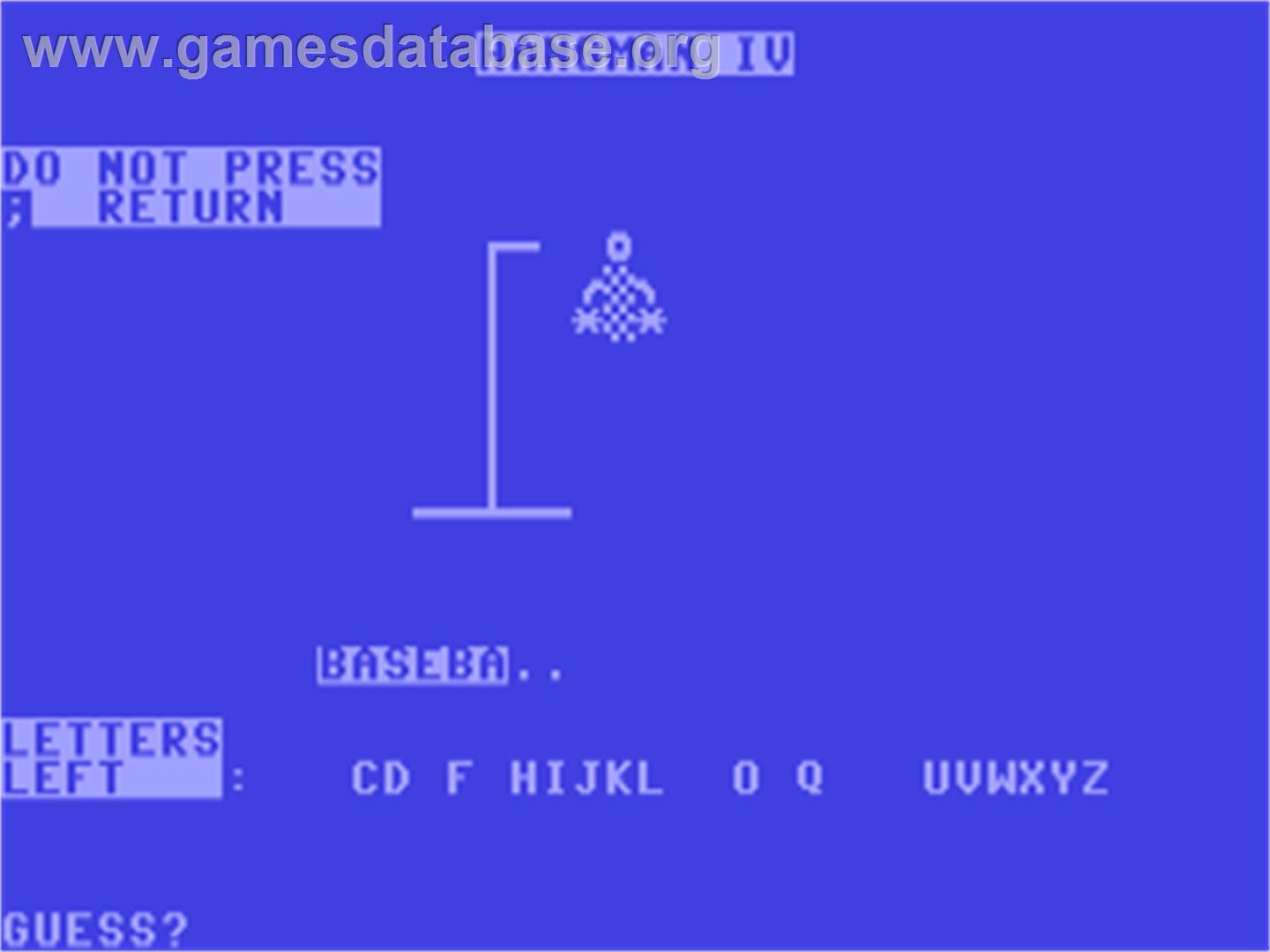 Hangman 4 - Commodore 64 - Artwork - In Game