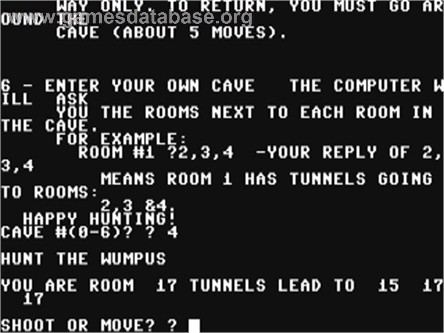 Hunt The Wumpus - Commodore 64 - Artwork - In Game