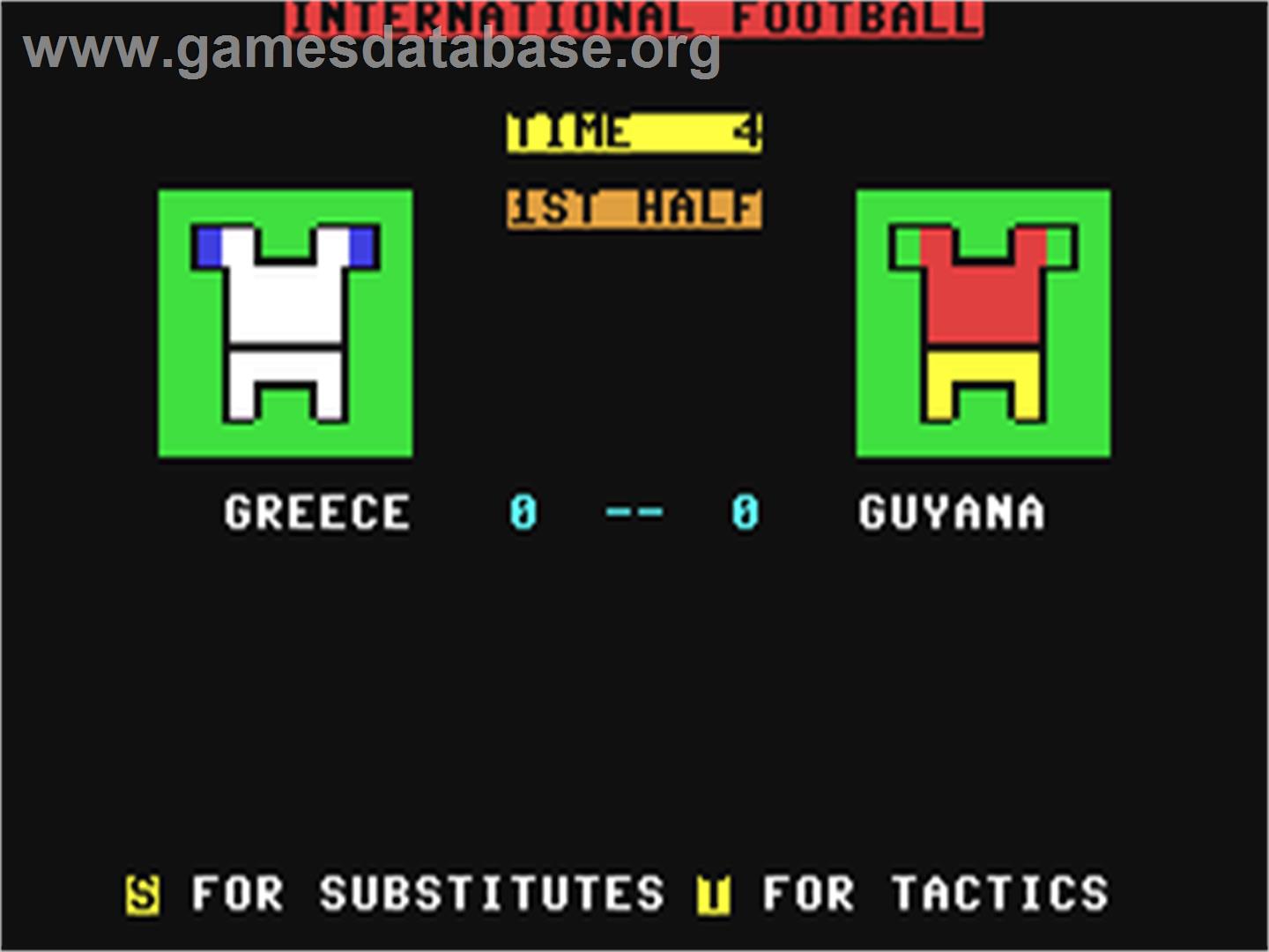 International Football - Commodore 64 - Artwork - In Game