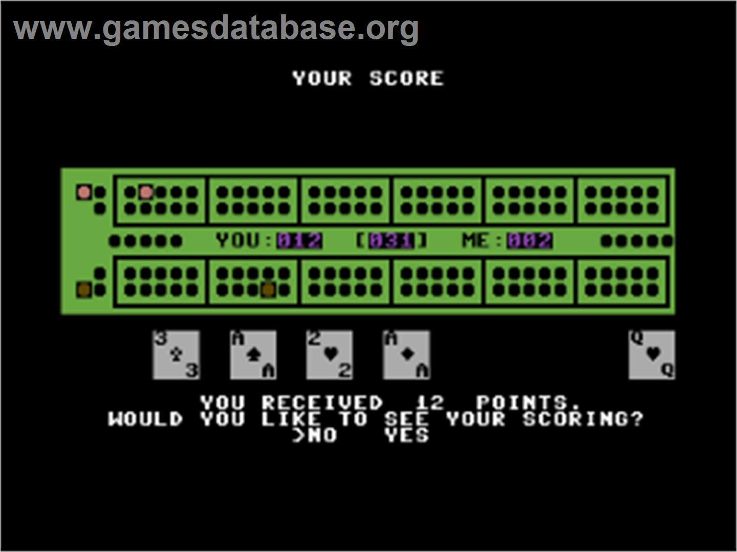 King Cribbage - Commodore 64 - Artwork - In Game