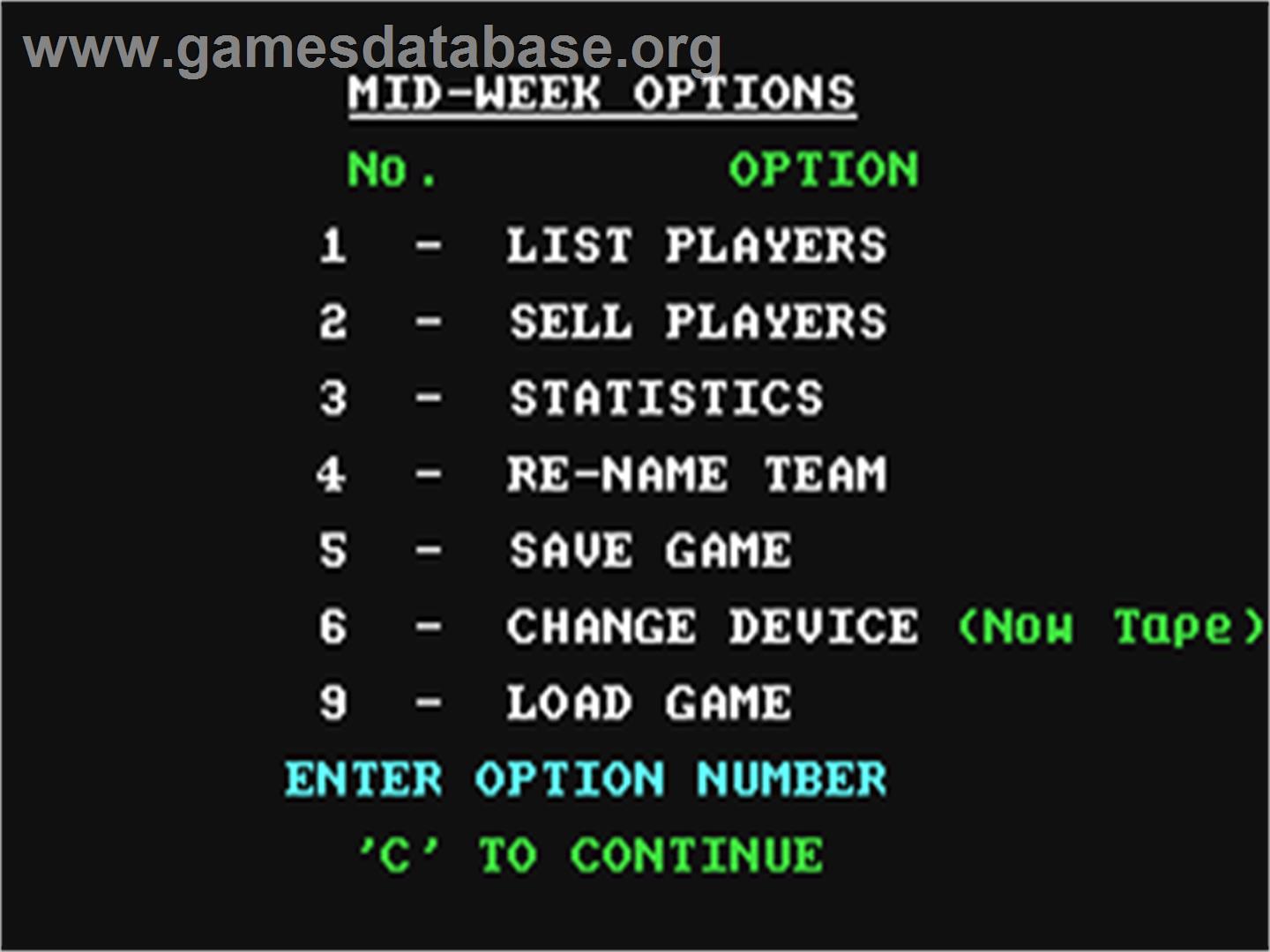 League Challenge - Commodore 64 - Artwork - In Game