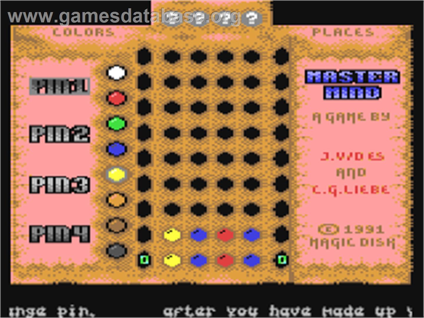 Master Mind (Manfred Schiller) - Commodore 64 - Artwork - In Game